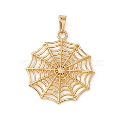 Vacuum Plating 304 Stainless Steel Pendants, Spider Web Charms, Golden, 47.5x42x2mm, Hole: 4.2x8mm(STAS-G285-12G)