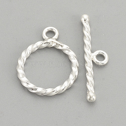 Sterling Silver Toggle Clasps, with 925 Stamp, Ring, Silver, 16x12x1.5mm, Hole: 1.5mm(STER-S002-62)