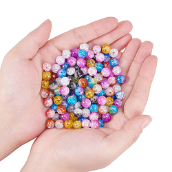 Synthetic Crackle Quartz Beads, Dyed, Round, Mixed Color, 8mm, Hole: 1mm(GLAA-MSMC004-05)