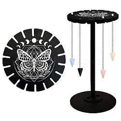 Wooden Wheel, Wooden Display Shelf, Black Holder Stand, Rustic Divination Pendulum Storage Rack, Witch Stuff, Butterfly, Wheel: 120x8mm, 2pcs, Studdle: 288x12mm, 1pc(DJEW-WH0046-080)