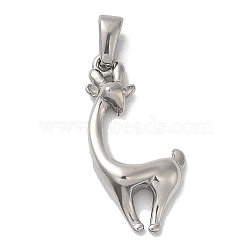 304 Stainless Steel Pendants, Deer Charm, Stainless Steel Color, 24x11.5x4mm, Hole: 5x2.2mm(STAS-M322-09P)