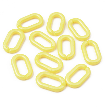 Opaque Acrylic Linking Rings, Quick Link Connectors, For Jewelry Cable Chains Making, Oval, Yellow, 27x16x4mm, Inner Diameter: 19x8mm, about 490pcs/500g