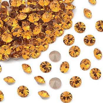 Preciosa&reg MAXIMA Crystal Round Stones, Czech Crystal, Dura Foiling, Round(431 11 615 Chaton), 10070 Topaz, SS24(5.25~5.45mm)