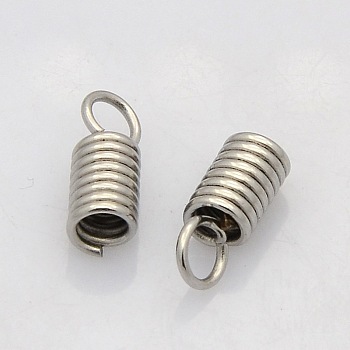 304 Stainless Steel Terminators, Cord Coil, Stainless Steel Color, 10x4mm, Hole: 2.5mm, Inner Diameter: 2.5mm