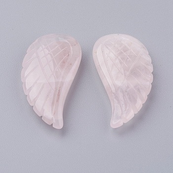 Natural Rose Quartz Pendants, Wing, 30x15x5mm, Hole: 1mm