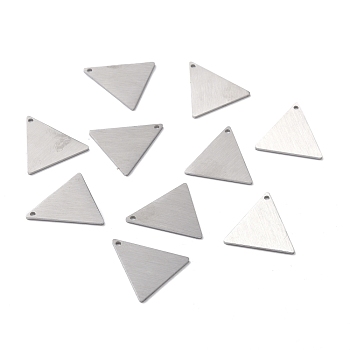 304 Stainless Steel Pendants, Double Side Drawbench, Stamping Blank Tag, Triangle, Stainless Steel Color, 20x20x1mm, Hole: 1.5mm
