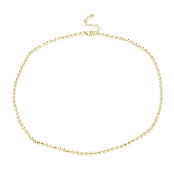 Rack Plating Brass Ball Chain Necklaces for Women, Long-Lasting Plated, Lead Free & Cadmium Free, Real 18K Gold Plated, 16.54 inch(42cm), bead: 3mm