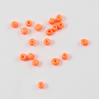 Baking Paint Glass Seed Beads, Orange, 4~5x3~4mm, Hole: 1~2mm