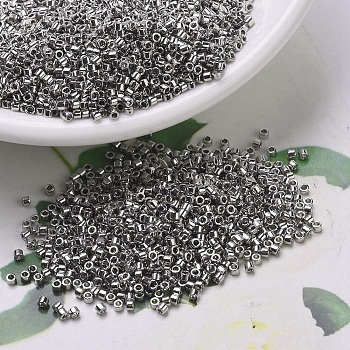 MIYUKI Delica Beads Small, Cylinder, Japanese Seed Beads, 15/0, (DBS0038) Palladium Plated, 1.1x1.3mm, Hole: 0.7mm, about 3500pcs/10g