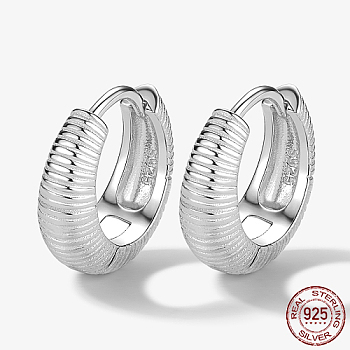 Rhodium Plated 925 Sterling Silver Hoop Earrings, Ring, with 925 Stamp, Platinum, 14mm