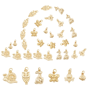 SUNNYCLUE 36Pcs 6 Styles Alloy Pendants, Long-Lasting Plated, with Jump Rings, Mixed Shapes, Real 18K Gold Plated, 6pcs/style