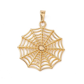 PVD Vacuum Plating 304 Stainless Steel Pendants, Spider Web Charms, Golden, 47.5x42x2mm, Hole: 4.2x8mm