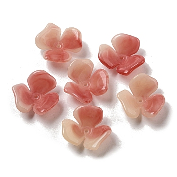 Two-tone Opaque Acrylic Beads, Gradient Color, Flower, Indian Red, 23x21.5x8.5mm, Hole: 1.6mm
