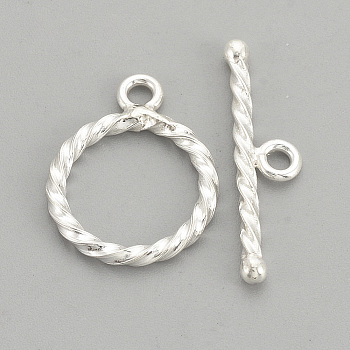 Sterling Silver Toggle Clasps, with 925 Stamp, Ring, Silver, 16x12x1.5mm, Hole: 1.5mm