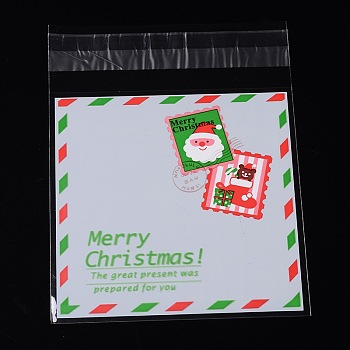 Rectangle OPP Cellophane Bags for Christmas, Gainsboro, 13.1x9.9cm, Unilateral Thickness: 0.035mm, Inner Measure: 9.9x9.9cm, about 95~100pcs/bag
