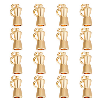 GOMAKERER 16Pcs Brass Charms, Coffee Pot Shape, Nickel Free, Real 18K Gold Plated, 13x7x5mm, Hole: 1.2mm