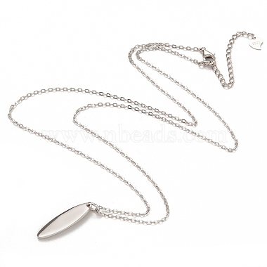 ожерелья с подвеской из стерлингового серебра 925 с родиевым покрытием и штампованной пустой биркой(NJEW-H209-05P)-2