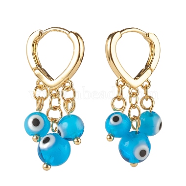 Evil Eye Lampwork Round Beads Dangle Hoop Earrings(EJEW-JE04826-04)-2