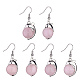 Boucles d'oreilles pendantes dauphin en quartz rose naturel avec strass en cristal(EJEW-A092-20P-07)-1