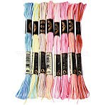 Polyester Embroidery Threads, Cross Stitch Threads, Segment Dyed, Mixed Color, 0.5~2mm, about 8.75 Yards(8m)/Skein, 8 colors, 1 skein/color, 8 skeins/set(OCOR-WH20074-13A-03A)
