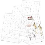 54-Hole L-Shaped Acrylic Slant Back Earring Display Stands, Rectangle Jewelry Organizer Holder for Earring Storage, Clear, 6.6x9.95x15.3cm(EDIS-WH0022-35)