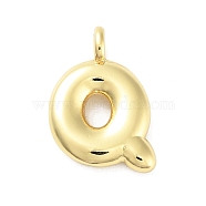 Rack Plating Brass Pendants, Cadmium Free & Lead Free, Long-Lasting Plated, Real 18K Gold Plated, Letter Q, 17.5x13x4.5mm, hole: 2.5mm(KK-C050-01G-Q)