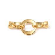 Brass Fold Over Clasps, Ring, Real 18K Gold Plated, 31mm, Hole: 4mm(KK-U016-24G)