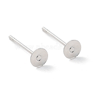Stud Earring Findings, Lead Free and Cadmium Free, Brass Heads and Stainless Steel Pins, Platinum, Size: about 12mm long, 0.6mm thick, Head: about 4mm in diameter(KK-C2904-N)