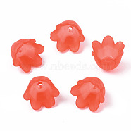 Transparent Acrylic Bead Caps, Frosted, Flower, 6-Petal, Orange Red, 8x10.5x10.5mm, Hole: 1.4mm(FACR-N005-002H)