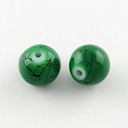 Drawbench Glass Beads Strands, Round, Green, 8mm, Hole: 1.3~1.6mm, about 100pcs/strand, 31.4 inch(X-GLAD-S074-8mm-B74)