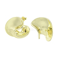Rack Plating Brass Twist Stud Earrings, Half Hoop Earrings, Cadmium Free & Lead Free, Real 18K Gold Plated, 20.5x16.5mm(EJEW-Z035-05G)