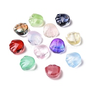 Transparent Spray Painted Glass Beads, Bear Claw Print, Mixed Color, 14x14x7mm, Hole: 1mm(GLAA-I050-12)