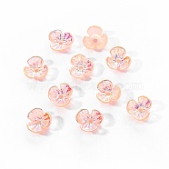 Electroplated 3-petal Flower Resin Cabochons, Nail Art Decoration Accessories, Coral, 6x6.5x2.5mm, Hole: 1mm, 10pc/bag(MRMJ-R128-15C)