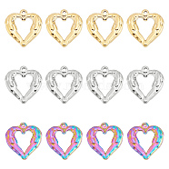 Unicraftale 12Pcs 3 Colors Vacuum Plating 304 Stainless Steel Open Pendants, Heart with Wing, Mixed Color, 22x20.5x4.2mm, Hole: 1.8mm, 4pcs/color(STAS-UN0024-63)