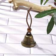 Iron Bell Pendant Decorations, Faux Suede Cord Hanging Ornaments, Antique Bronze, 108mm, 2pcs/set(HJEW-JM01963-S)