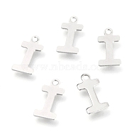 201 Stainless Steel Charms, Alphabet, Letter.I, 12x6x0.6mm, Hole: 1.2mm(X-STAS-C021-06P-I)