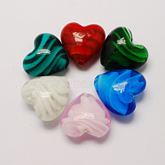 Handmade Lampwork Beads, Pearlized, Heart, Mixed Color, 20x20x13mm, Hole: 1.5mm(X-LAMP-S051-20x20mm-M)