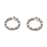 304 Stainless Steel Twisted Jump Rings, Open Jump Rings, Stainless Steel Color, 8.2x1.1mm, Inner Diameter: 6.5mm(STAS-H129-08P)