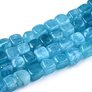 Natural Dolomite Beads Strands, Dyed, Cube, Dark Turquoise, 7~8x7~8x7~8mm,  Hole: 1.2mm, about 50~52pcs/strand, 14.76 inch~15.35 inch(37.5cm~39cm)(X-G-T131-56B)