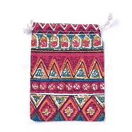 Burlap Packing Pouches, Drawstring Bags, Red, 17.3~18.2x13~13.4cm(ABAG-L005-G12)