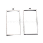 304 Stainless Steel Pendants, Laser Cut, Rectangle, Stainless Steel Color, 30x15x1mm, Hole: 1.5mm(STAS-N095-045)