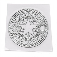 Self Adhesive Brass Stickers, Scrapbooking Stickers, for Epoxy Resin Crafts, Flat Round with Star, Platinum, 3.1x0.05cm(DIY-I044-18P)