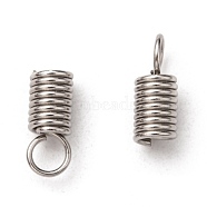 304 Stainless Steel Terminators, Coil Cord Ends, Stainless Steel Color, 11x5mm, Hole: 3mm(STAS-S028-14)
