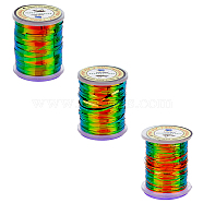 CHGCRAFT 3 Rolls 3 Style Metalic High Quality Flat Tinsel, Fly Tying Thread, Sparkle Flash Tube Nymph Fly Tying Material, for Finshing Lures, Colorful, 0.5~2x0.01mm, 1 roll/style(AJEW-CA0003-34)
