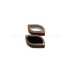 Wood Visible Window Ring Storage Box, Ring Magnetic Gift Case with Velvet Inside, Leaf, Black, 6x4cm(PW-WG16635-03)