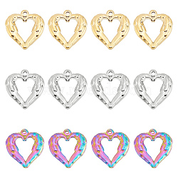 Unicraftale 12Pcs 3 Colors Vacuum Plating 304 Stainless Steel Open Pendants, Heart with Wing, Mixed Color, 22x20.5x4.2mm, Hole: 1.8mm, 4pcs/color(STAS-UN0024-63)