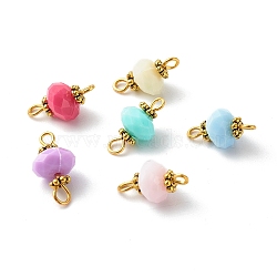 Acrylic Imitation Jelly Connector Charms, Faceted Rondelle Links, with Golden Plated Alloy & Iron Findings, Mixed Color, 16x8x5mm, Hole: 1.6~3mm(PALLOY-YW0001-56)