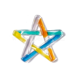 Transparent Resin Cabochons, Pentagram, Colorful, 40x42x4mm(RESI-E029-01)
