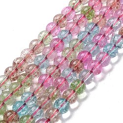 Crackle Glass Round Bead Strands, Colorful, 6~6.5mm, Hole: 0.8mm, about 67pcs/strand, 14.96 inch(38cm)(CCG-C001-01A-01)