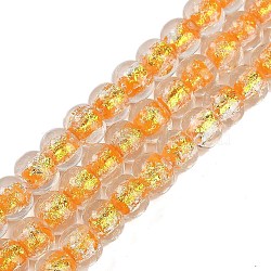 Handmade Foil Lampwork Beads Strands, Rondelle, Orange, 10.5x8.5mm, Hole: 1mm, about 40pcs/strand, 12.99''(33cm)(FOIL-K003-04F)